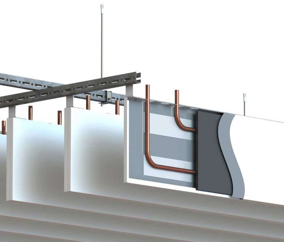 Ventilation naturelle grâce à un plafond actif dans un bureau par exemple